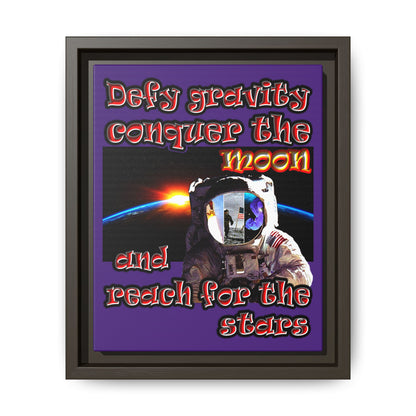 defy conquer reach - framed canvas art (purple)