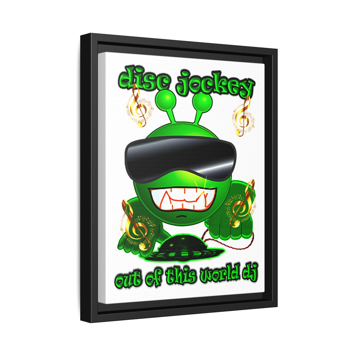 disc jockey - framed canvas art (white)