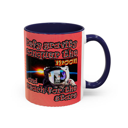 defy conquer reach - Accent Mug (yellow-orange wave)