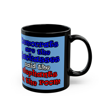 donkeys and elephants - Black Mug (light blue)