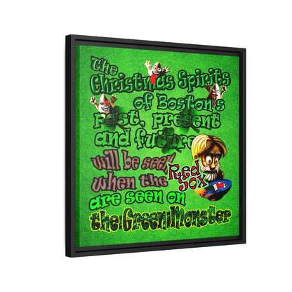 christmas spirits of boston - framed canvas art (green turf)