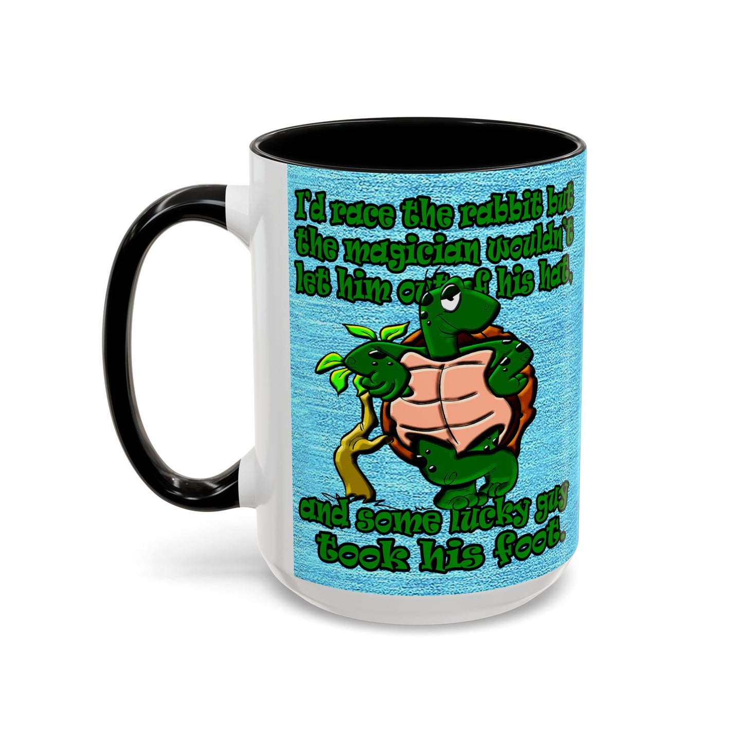 turtle race - Accent Mug (faded dark blue)