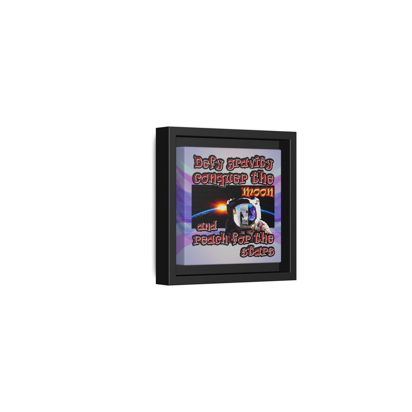 defy conquer reach - framed canvas art (light blue-pink wave)
