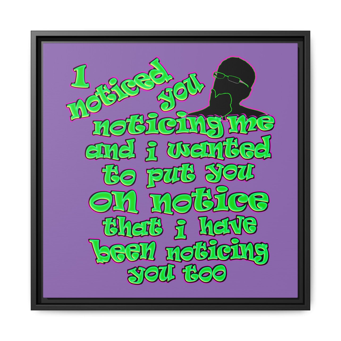 noticed you noticing - framed canvas art (light purple)