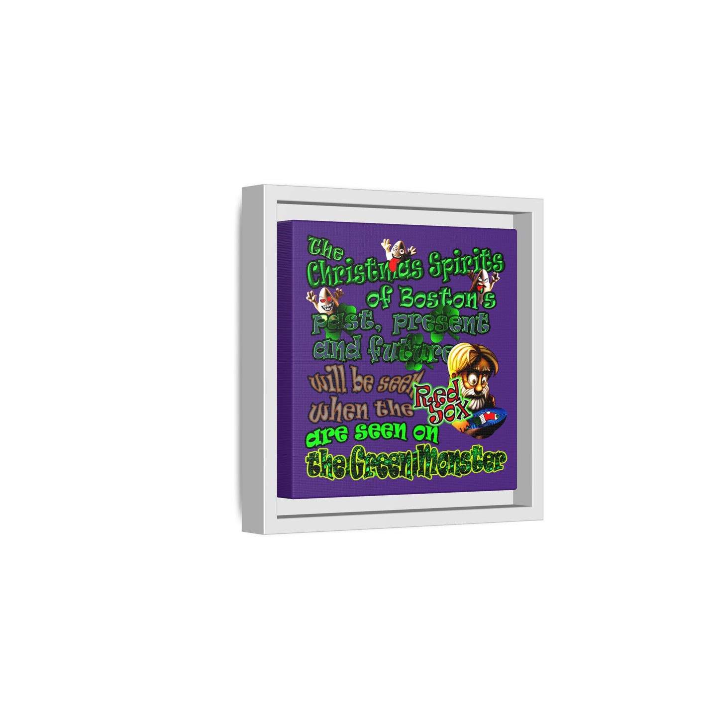 christmas spirits of boston - framed canvas art (purple)