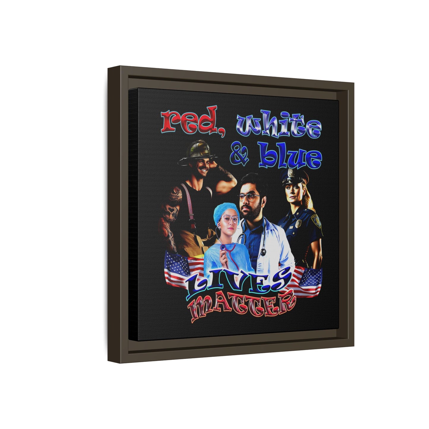 rw&b lives matter - framed canvas art (black)
