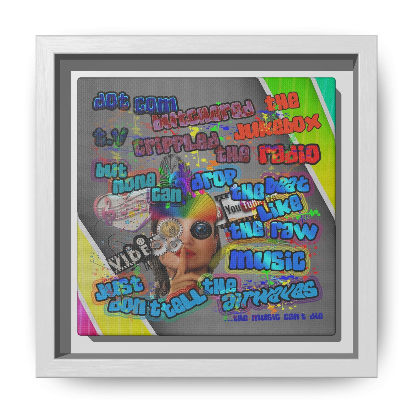 drop the beat - framed canvas art (rainbow split)