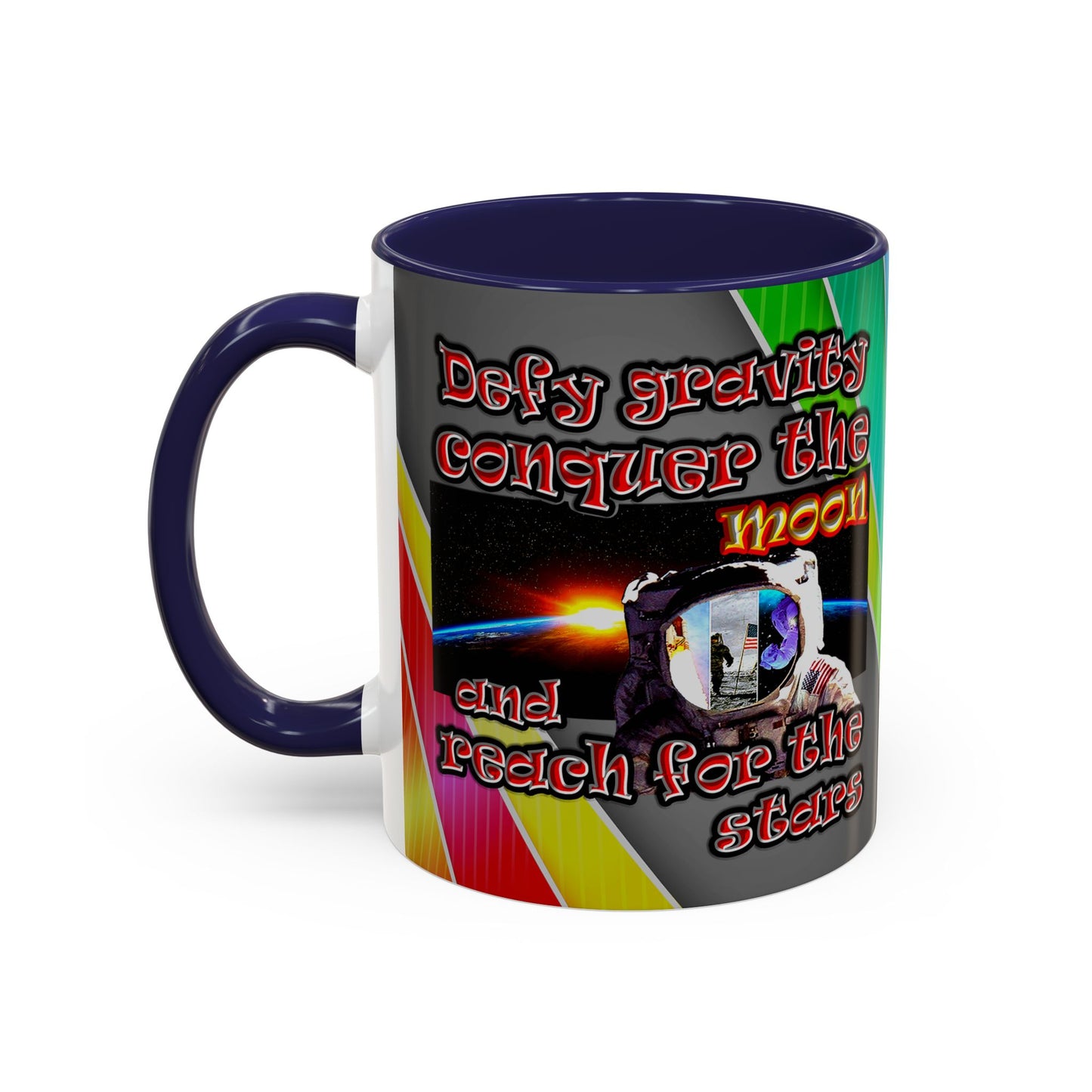 defy conquer reach - Accent Mug (rainbow split)