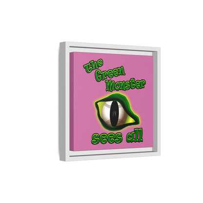 green monster - framed canvas art (light pink)