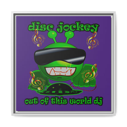 disc jockey - framed canvas art (purple)