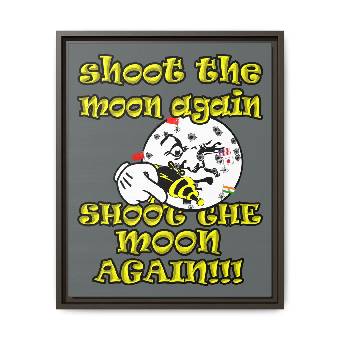 shoot the moon again - framed canvas art (dark grey)