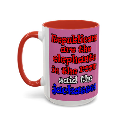 donkeys and elephants - Accent Mug (light pink)