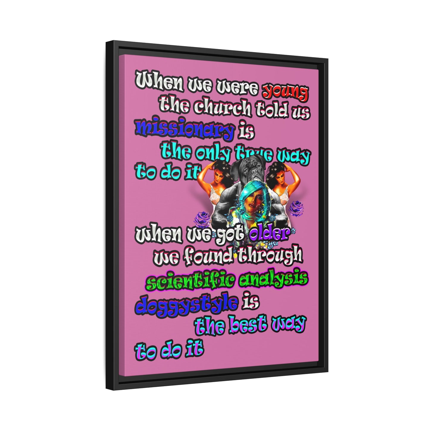 doggystyle - framed canvas art (light pink)