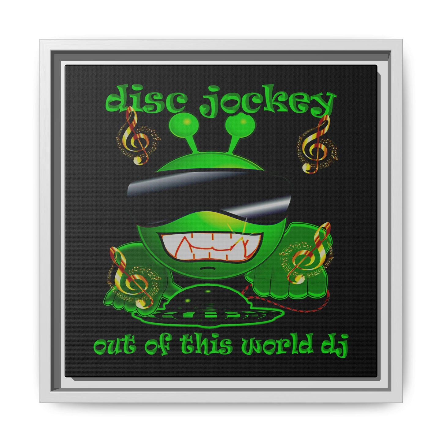 disc jockey - framed canvas art (black)
