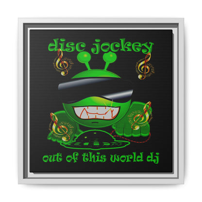 disc jockey - framed canvas art (black)