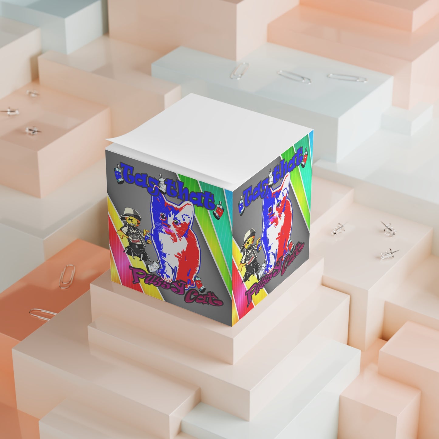 tag that - note cube (rainbow split)