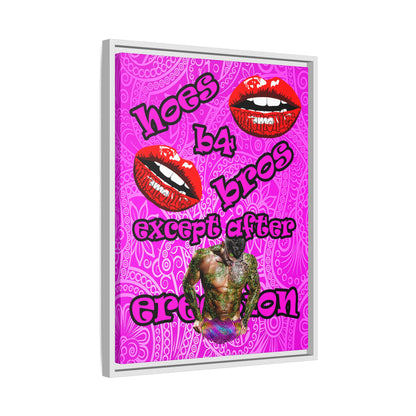 hoes b4 bros - framed canvas art (pink swirl)