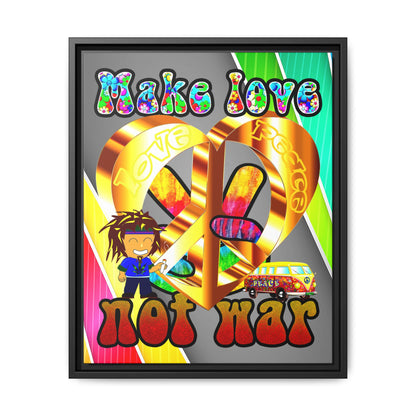 love peace - framed canvas art (rainbow split)