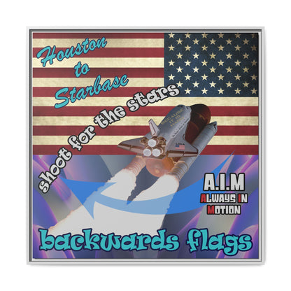 shoot for the stars - framed canvas art (grey-pink wave)