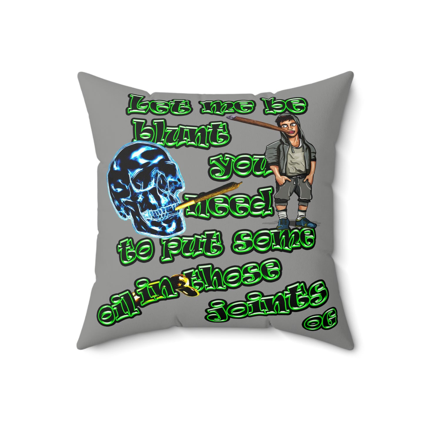 og - Faux Suede Square Pillow - (grey)