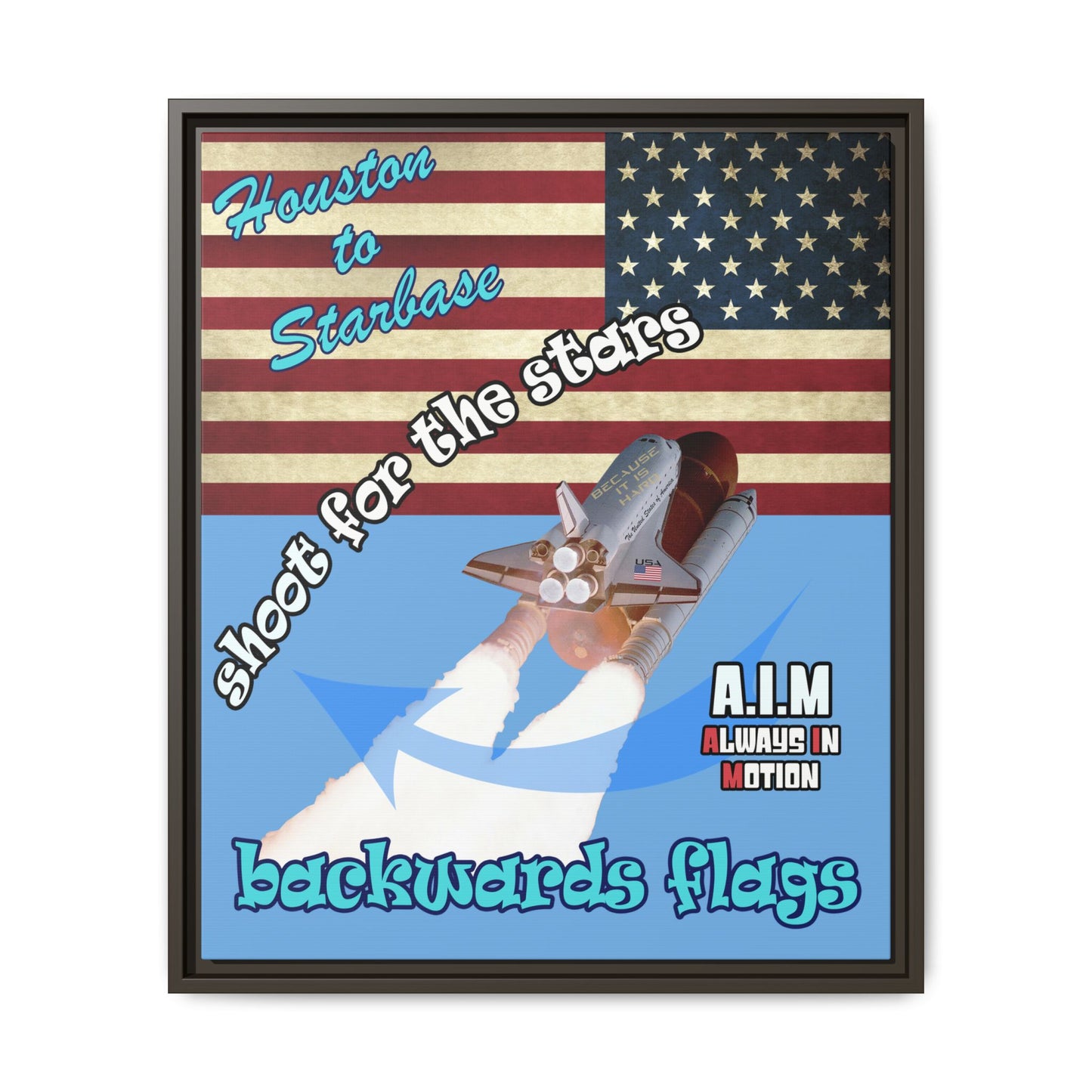 shoot for the stars - framed canvas art (light blue)
