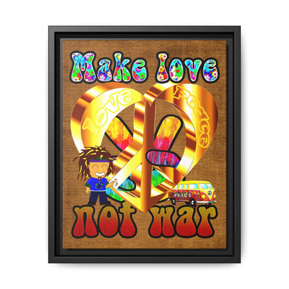 love peace - framed canvas art (brown papyrus)