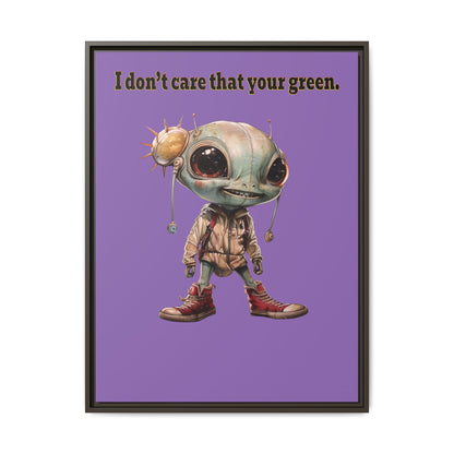 I don't care that your green - framed canvas art (light purple)