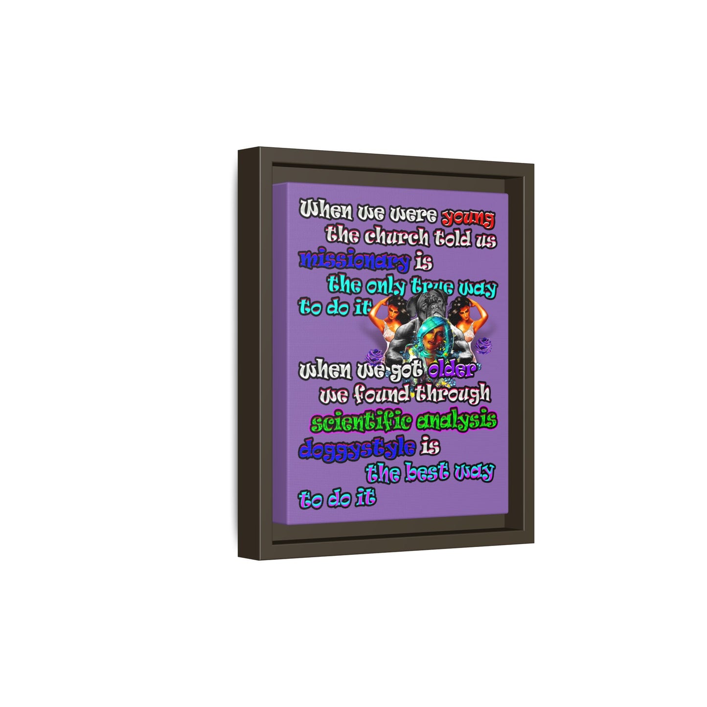 doggystyle - framed canvas art (light purple)