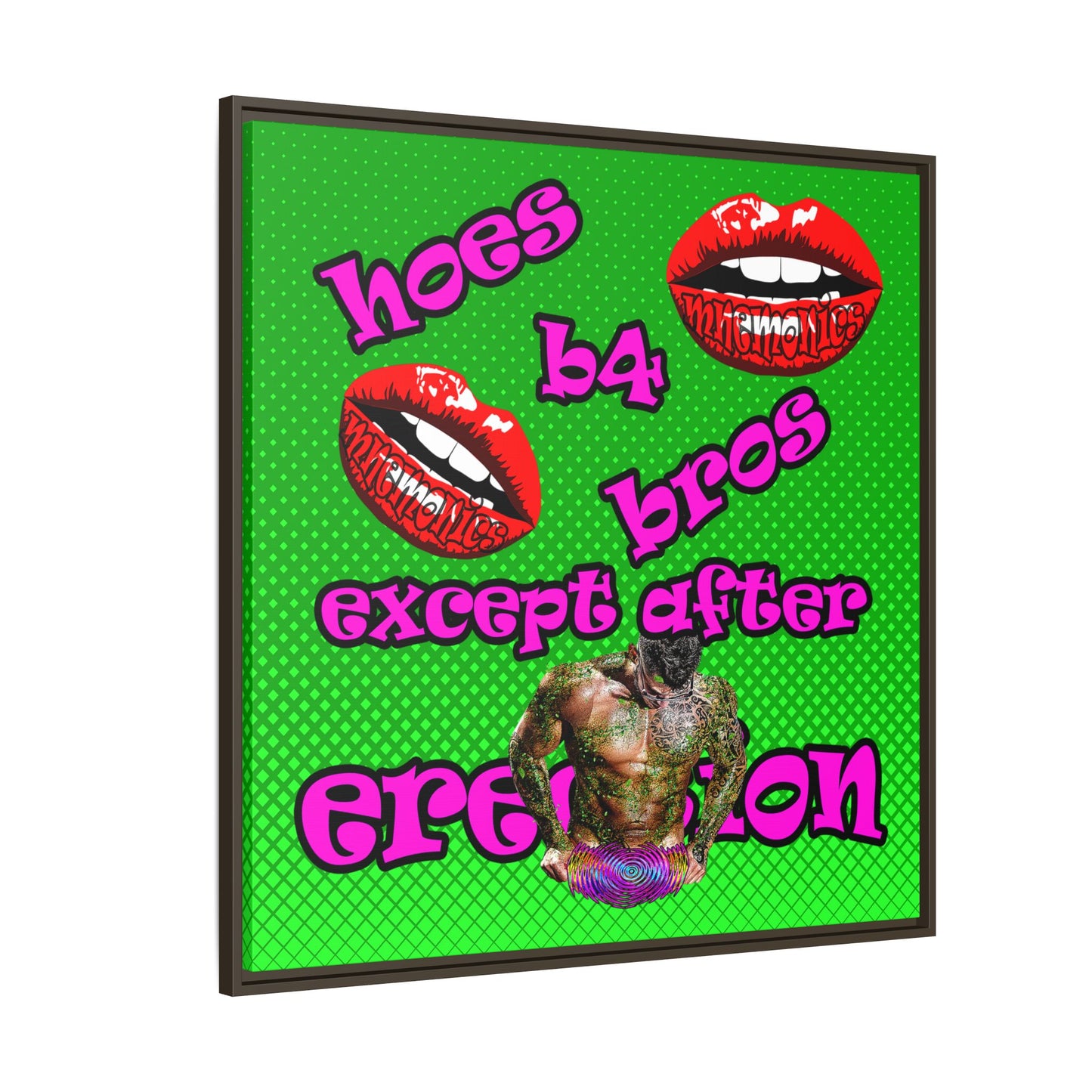 hoes b4 bros - framed canvas art (logo green)