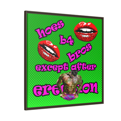 hoes b4 bros - framed canvas art (logo green)