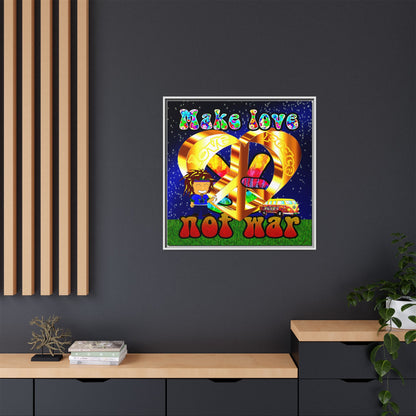 love peace - framed canvas art ('snoops' background)