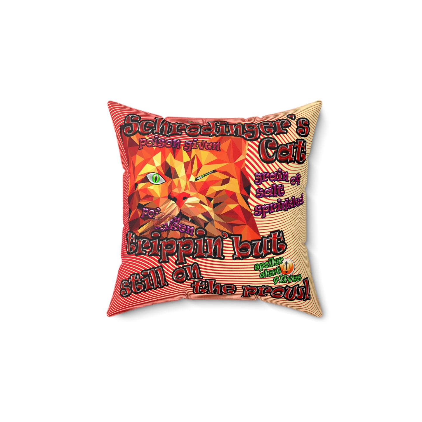 schrodinger's cat - Faux Suede Square Pillow - (yellow-orange wave)