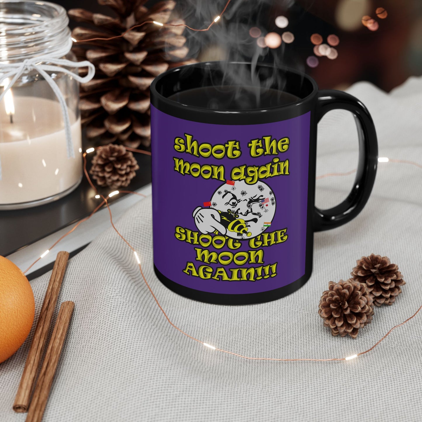 shoot the moon again - Black Mug (purple)