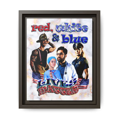rw&b lives matter - framed canvas art (white marble)