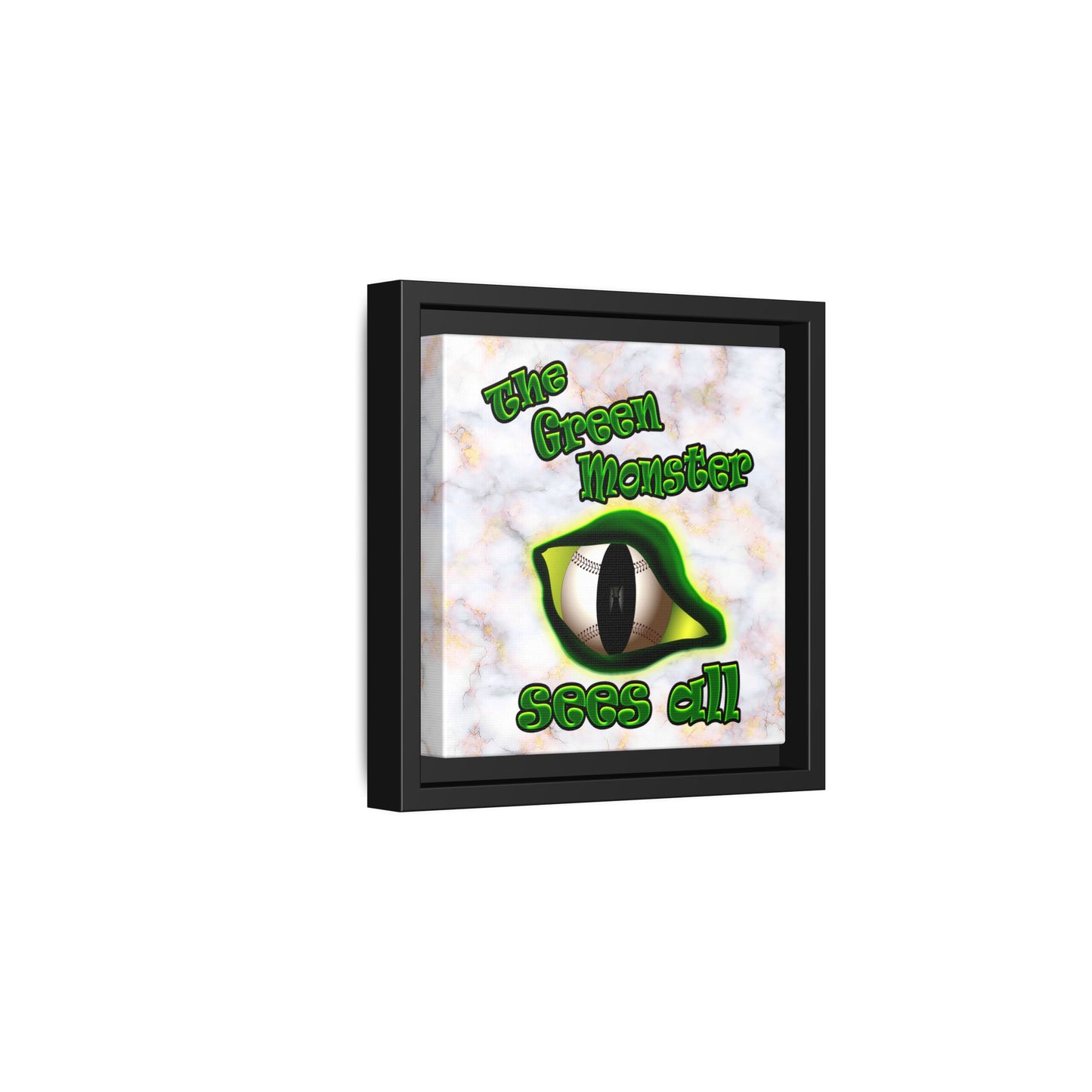 green monster - framed canvas art (white marble)