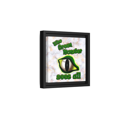 green monster - framed canvas art (white marble)