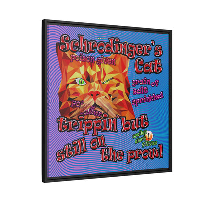 schrodinger's cat - framed canvas art (light blue-purple wave)