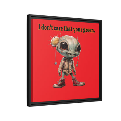 I don't care that your green - framed canvas art (red)