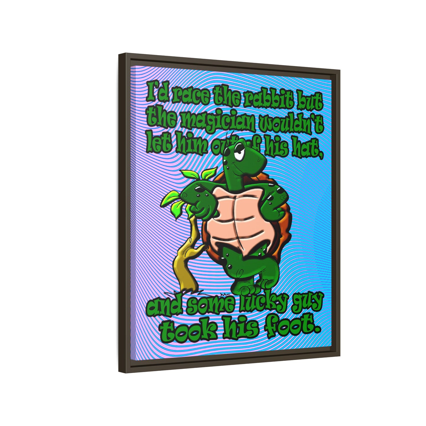 turtle race - framed canvas art (light blue-purple wave)