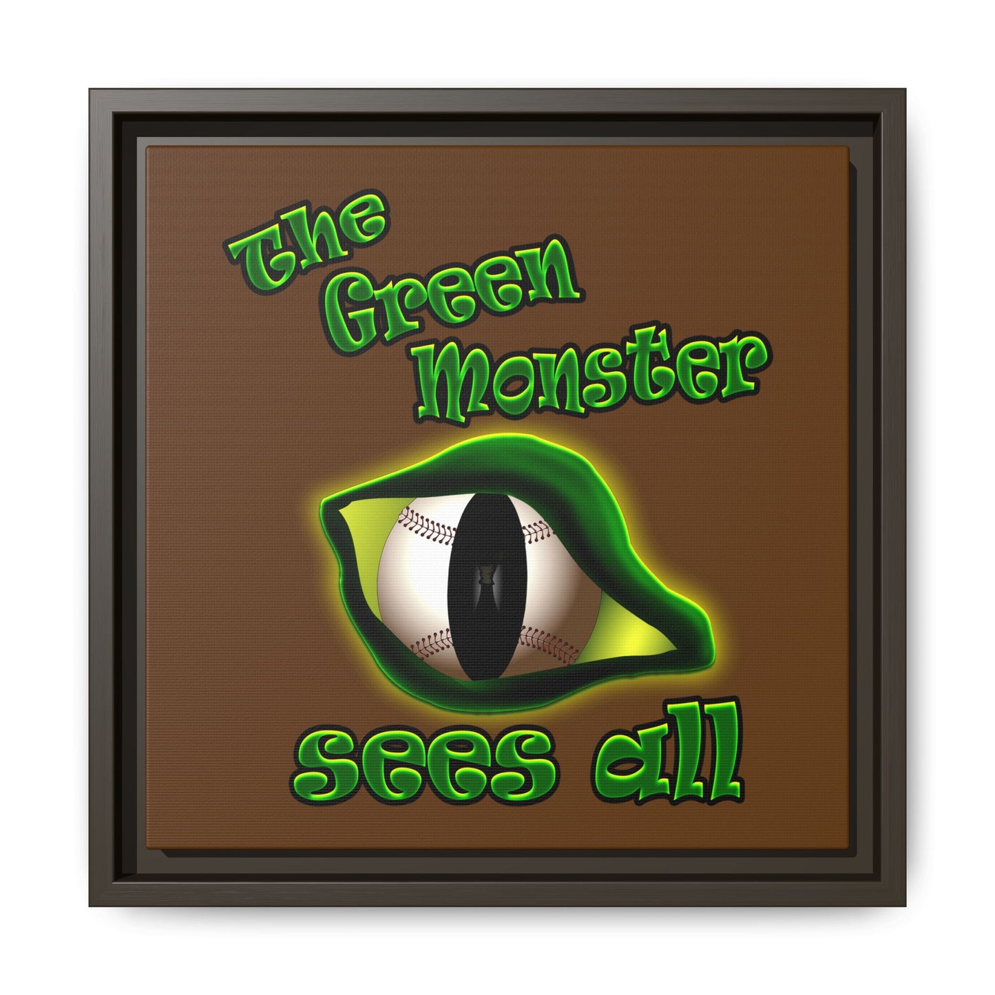 green monster - framed canvas art (brown)