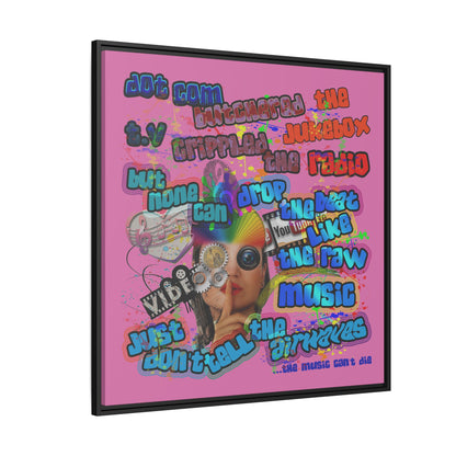 drop the beat - framed canvas art (light pink)