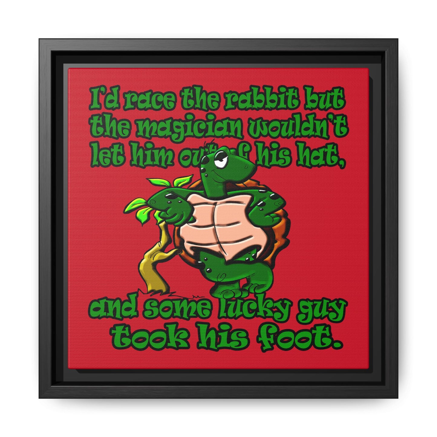 turtle race - framed canvas art (dark red)