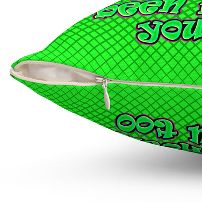 noticed you noticing - Spun Polyester Square Pillow - (logo green)