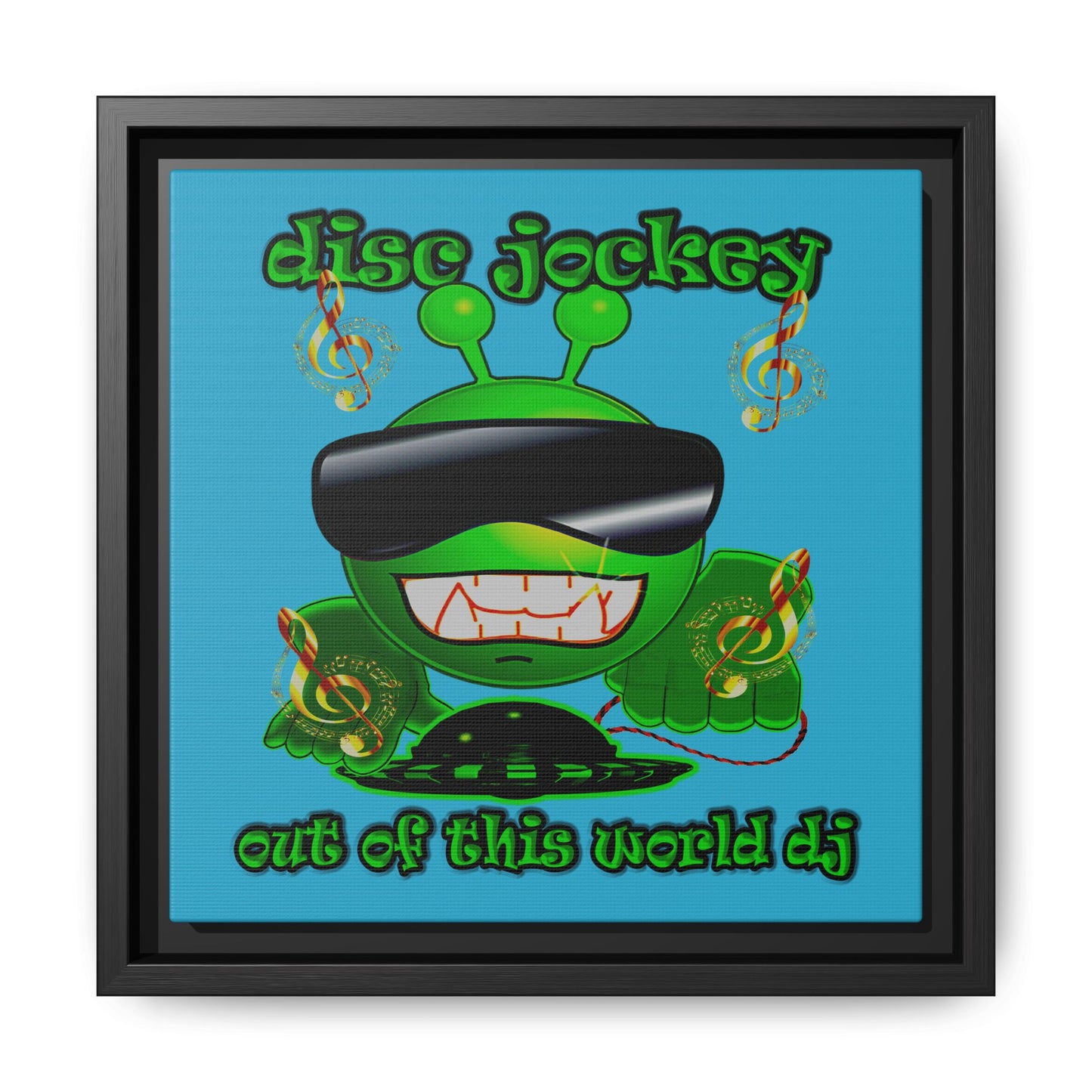 disc jockey - framed canvas art (turquoise)