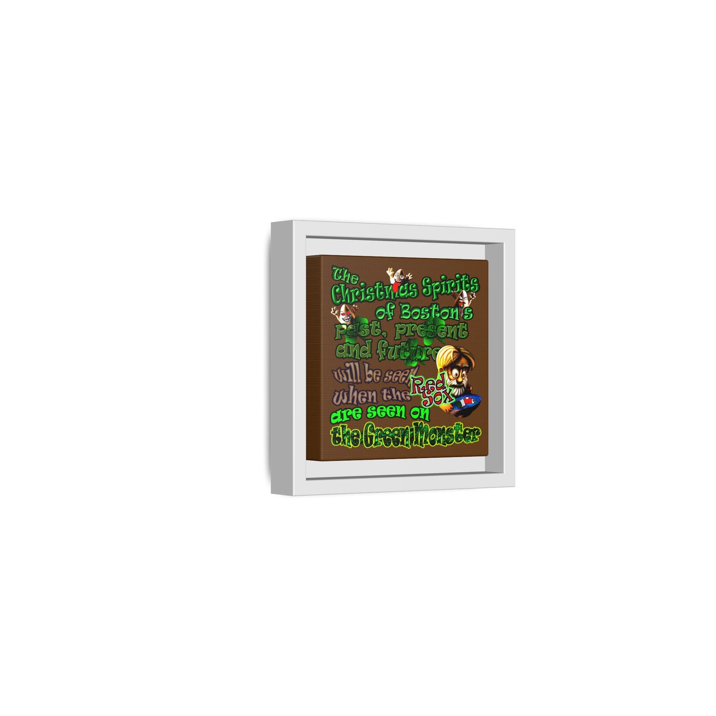 christmas spirits of boston - framed canvas art (brown)