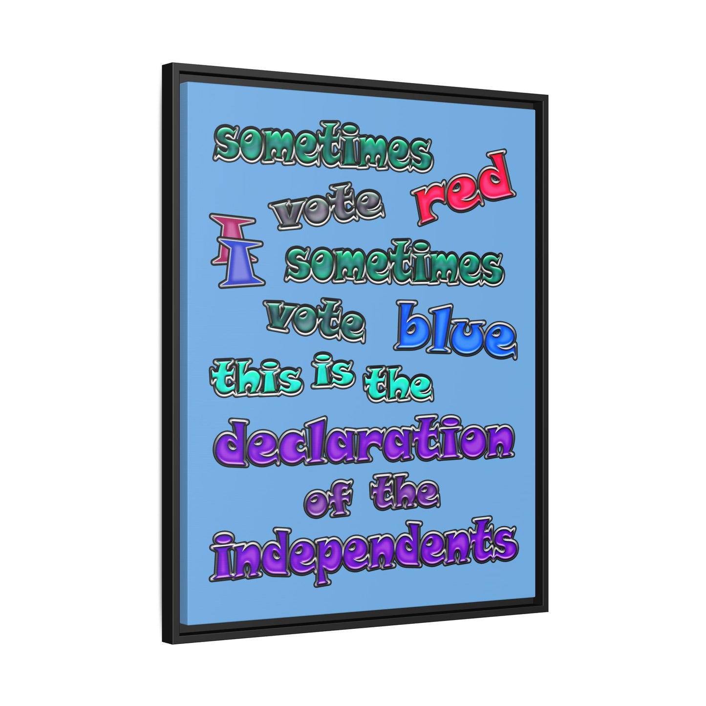 declaration of the independents - framed canvas art (light blue)