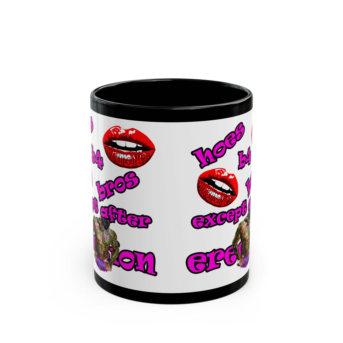 hoes b4 bros - Black Mug (white)