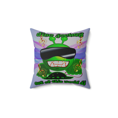 disc jockey - Spun Polyester Square Pillow - (light blue-pink wave)