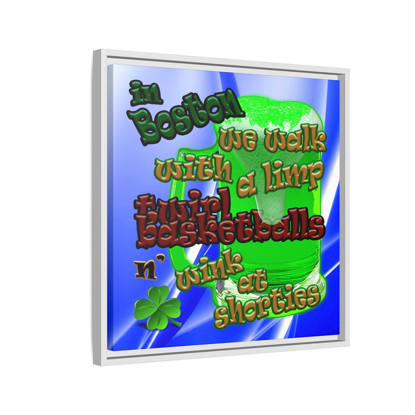 celtics logo - framed canvas art (blue-white wave)