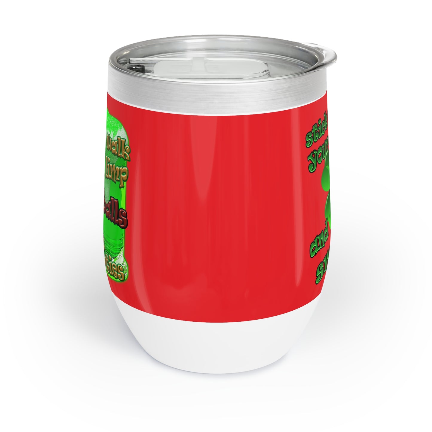 celtics logo - Chill Wine Tumbler (red)